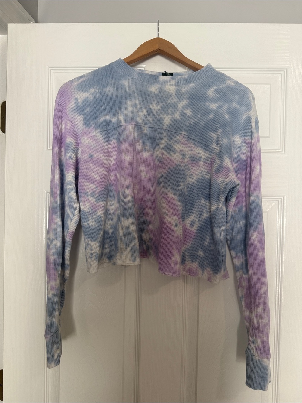 wild fable Blue & Purple Tie-Dye Waffle-Knit Long Sleeve Top